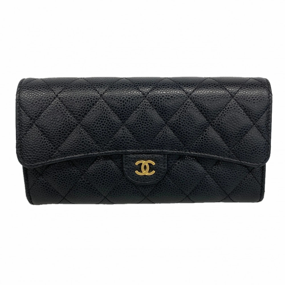 CHANEL Black Caviar Leather Wallet